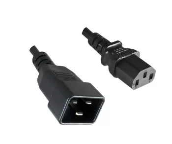Câble pour appareils froids C13 sur C20, 1mm², rallonge, VDE, noir, longueur 1,00m